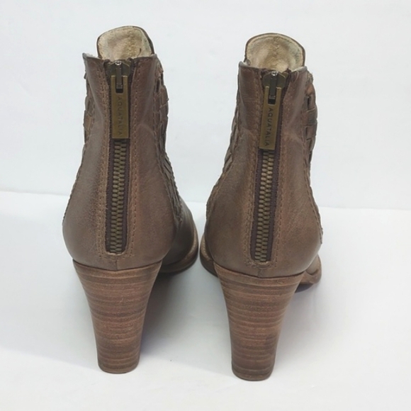 Aquatalia Women Frannie Basket Weave Leather Ankle Booties Brown Tan Size 8 - Picture 7 of 16